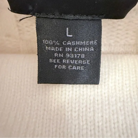 Magaschoni 100% Cashmere Cream Soft Knit Mock Neck Sweater Minimal Luxury L - Picture 9 of 9